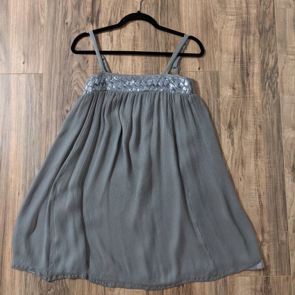 Grey Chiffon Cocktail Dress- Knee length - Picture 2 of 2